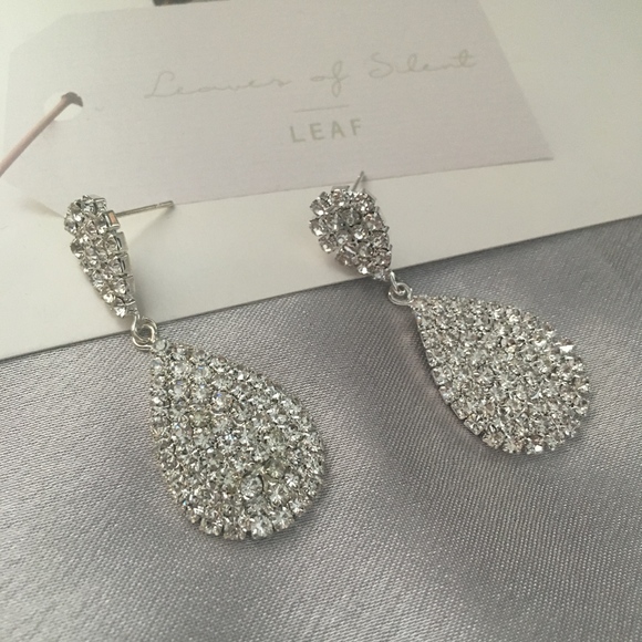 Teardrop Zirconia Crystal Drop Silver Earrings - Picture 6 of 6